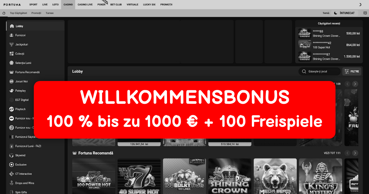 Fortuna Casino welcome bonus